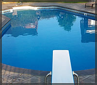 Stamped Concrete Coping in Slate Texture and Pool Deck in 2 x 2 Slate on Diagonal